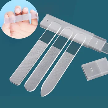 Lima per unghie trasparente Lime per unghie in vetro nano Levigatura professionale Lime per lucidatura Attrezzatura per molatura Strumenti per manicure con scatola