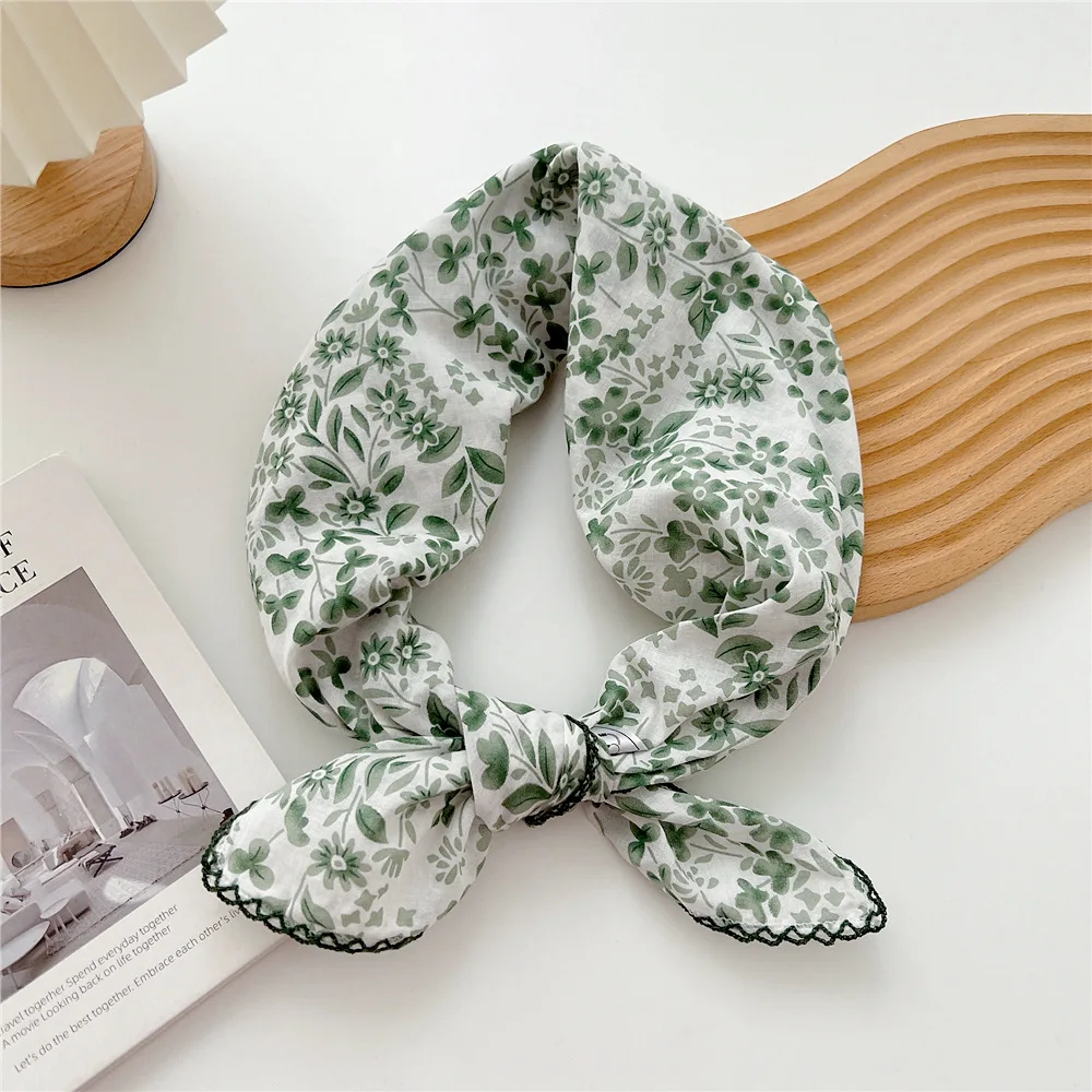 70cm Handkerchief Cotton Neck Scarves For Women Small Neckerchief Bag Scarfs Square Headband Cute Bandana Head Hair Scarf Female 6