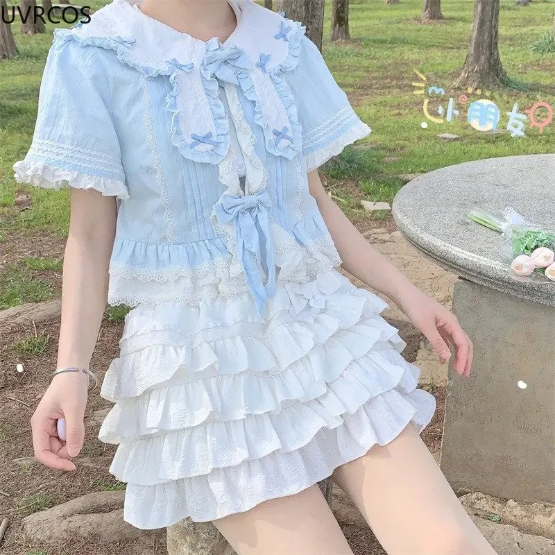 Japanese Style Kawaii Lolita Mini Skirt Women Gothic High Waist Ruffle Tiered Skirts Sweet Girly Summer Harajuku Y2k Short Skirt - Image 3