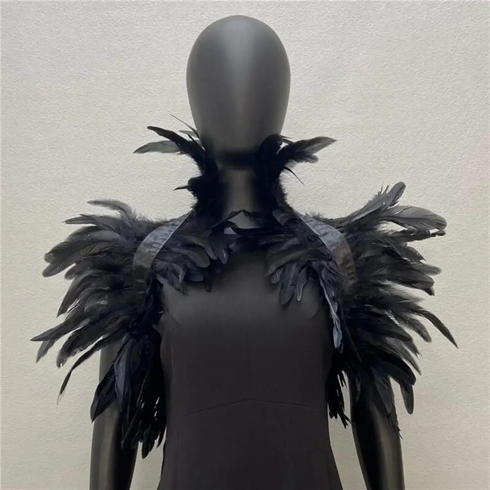 

Natural Feather Shrugs Shawl For Women Cosplay Black Halloween Luxury Feather Shoulder Wraps Sexy Punk Gothic Feather Scarves