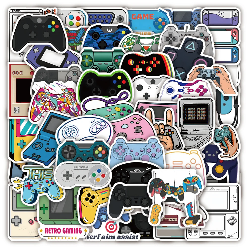 10/30/50pcs Cool Video Game Console Graffiti Stickers Waterproof DIY Skateboard Phone Helmet Guitar Cartoon Gamepad Decals Toys - 2