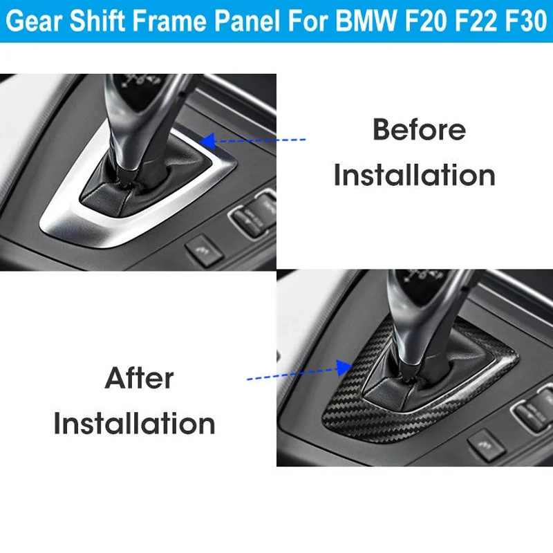 탄소 섬유 텍스처 ABS 기어 시프트 노브 패널 커버 트림 프레임, BMW 1 2 3 4 시리즈 F20 F21 F22 F23 F30 F31 F32 F36 F34 F35 용