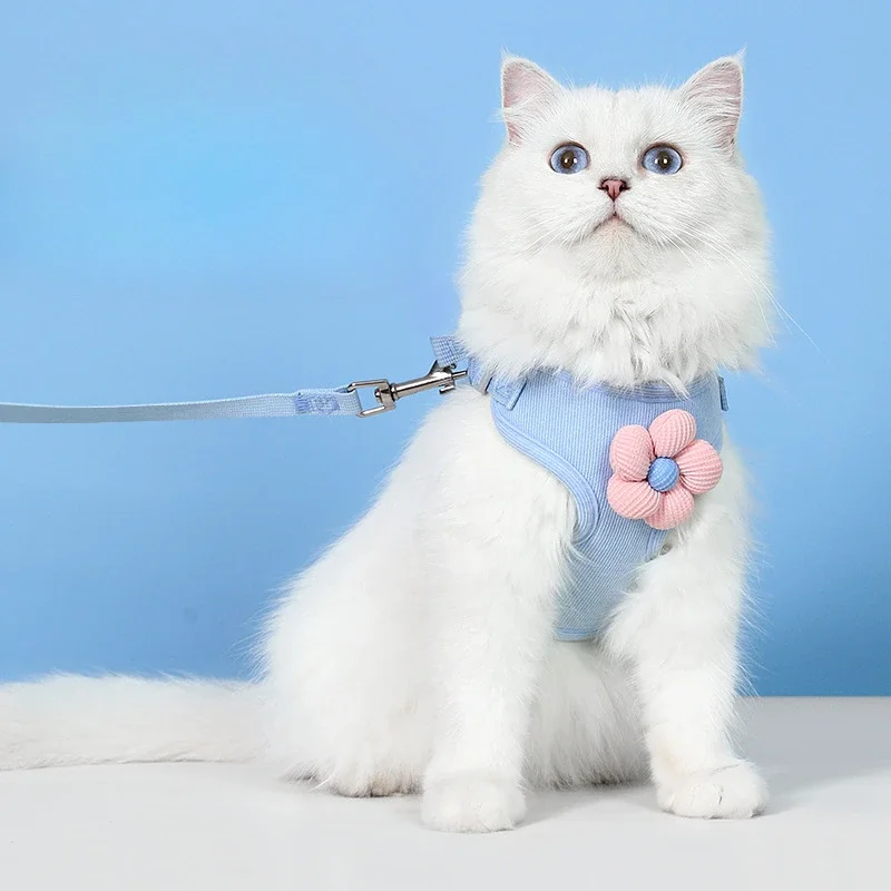 Pet Leash Dog Flower Chest Harness I-line Cat Leash Double Buckle Dog Leash Kitten Accessories