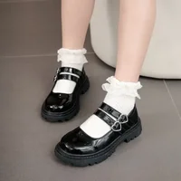 Girls Leather Shoes for Party Wedding Glossy Matte Children Performance Shoes with Love Big Kids Princess Mary Jane Shoes 2024 1