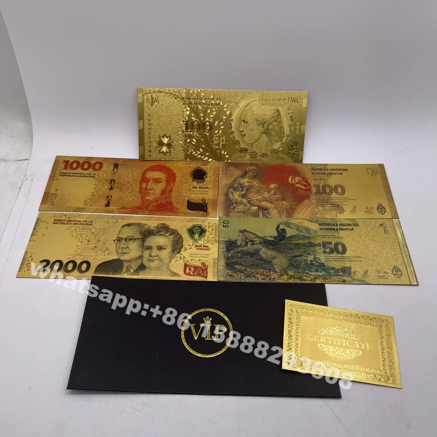 

Argentina Gold Plated Banknote Argentin PESO Note Commemorative Banknotes non-currency Souvenir Business Gift