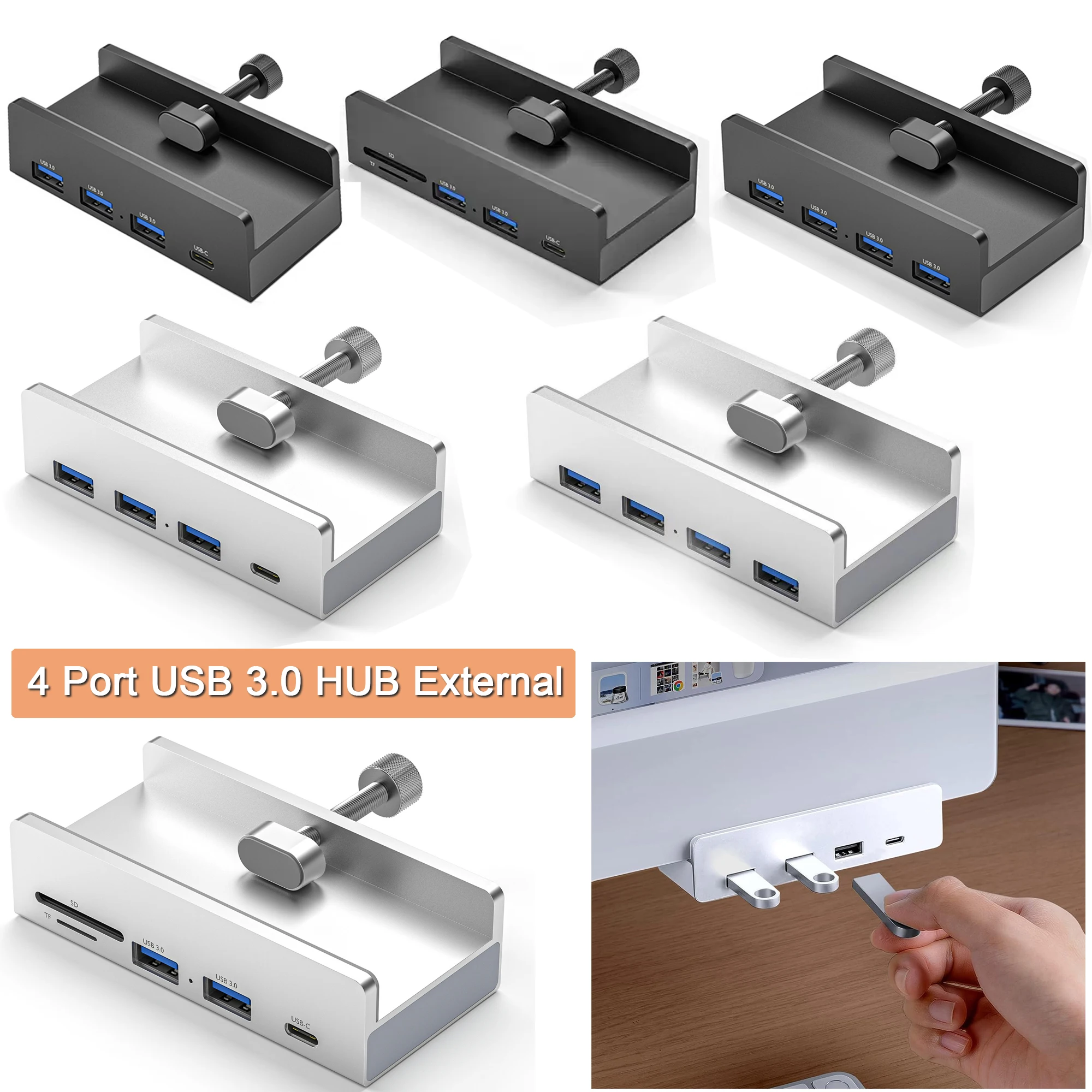 Clipe Externo Usb 3.0-tipo-c Splitter Multi Port Dock Station Slot para Cartão tf Power Adaptador para Desktop Laptop Fio