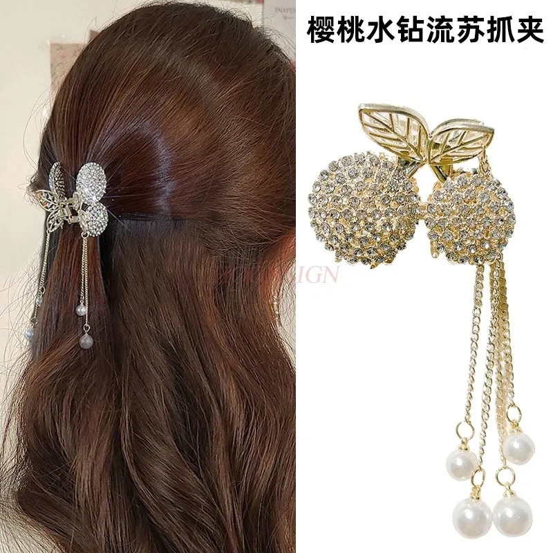

Water Diamond Cherry Hairpin Half Clasp Hairpin Headwear 2023 New Small Hairpin Hairpin Accessories