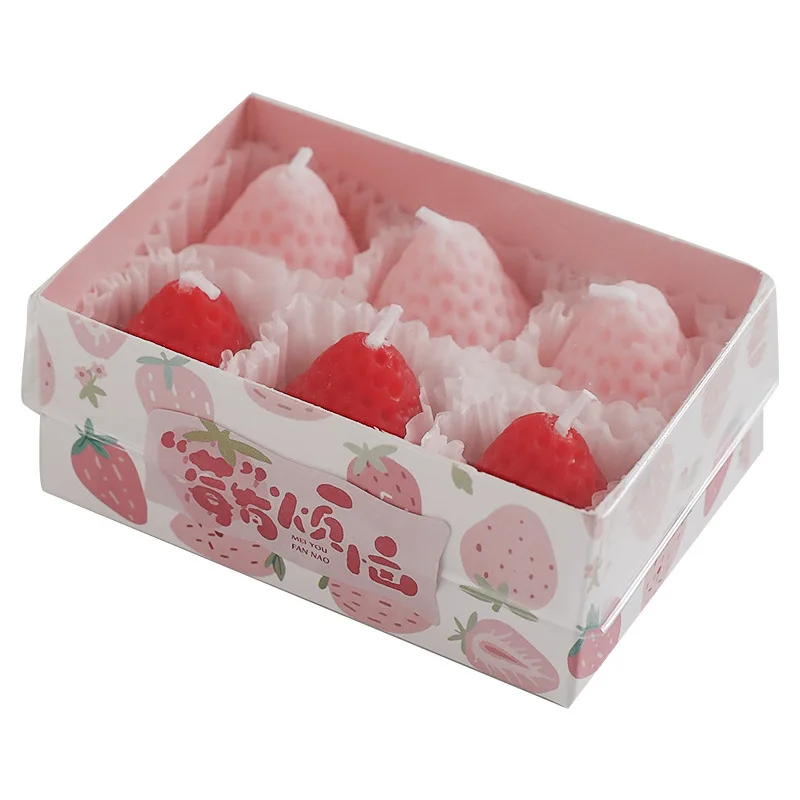 Simulation Strawberry Scented Candles Set Gift Box Handmade Small Fruits Fragrance Home Decoration Ornaments Birthday Gift images - 6