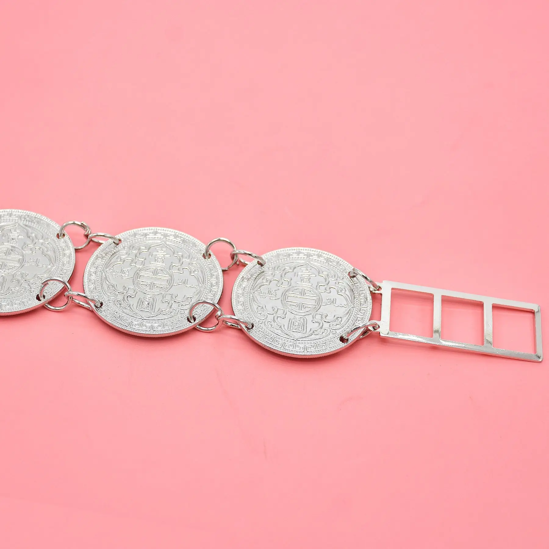 Silver Big Coins Beaded Metal Belts Fashion Bohemian Ethnic Summer Beach Dress Waist Belly Chains Thailand India Body Jewelry