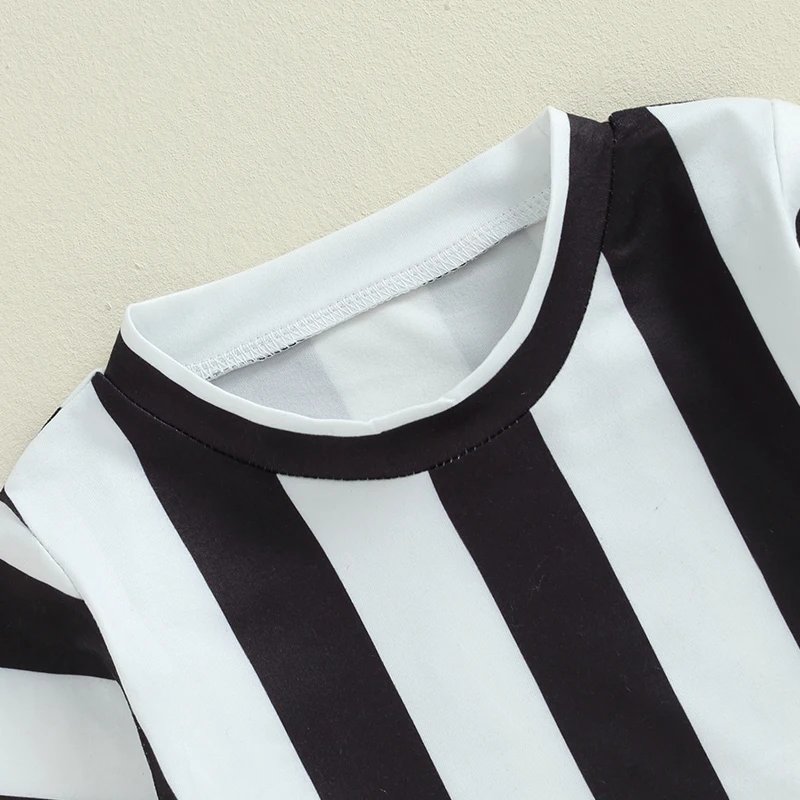 0-4Y Toddler Baby Halloween Costume 3Pcs Kid Cosplay Clothes Sets Black and White Stripe Long Sleeve Shirts Elastic Pant Necktie