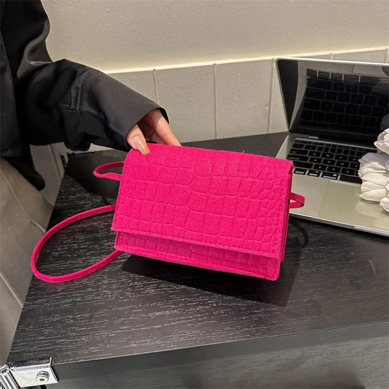

Retro Trend Purses and Handbags New Small Square Bags for Women Shoulder Bag Solid Color Totes Crossbody Bag Felt сумка женская