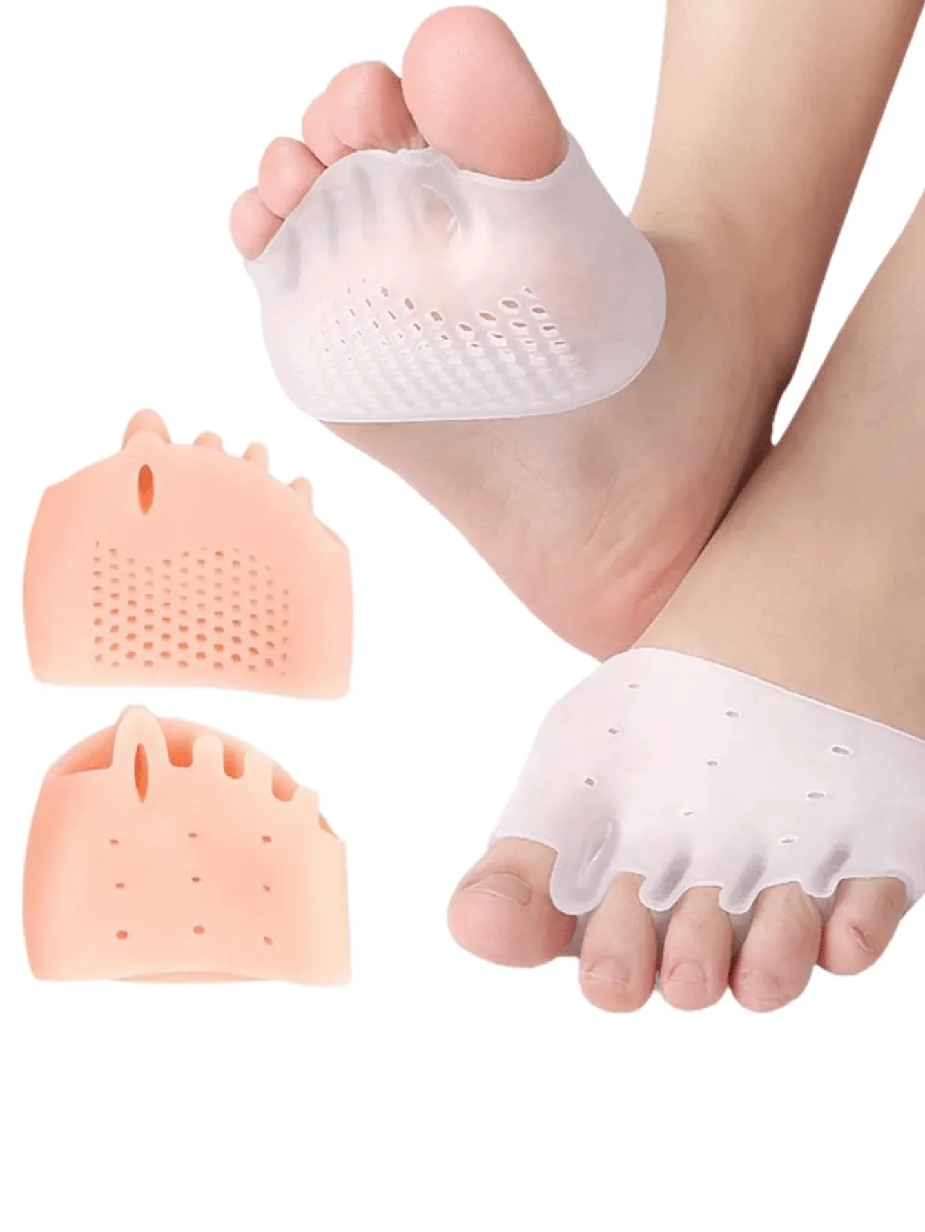 1 Pair of Gel Toe Protectors for the Forefoot, Featuring Breathable Honeycomb Design, Soft Silicone Socks, Specially Designed for Comfort, Suitable for Both Men and Women.