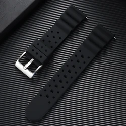 Premium High Tensile Silicone Sport Watch Band - Waterproof & Breathable Rubber Strap - 22mm (Black)