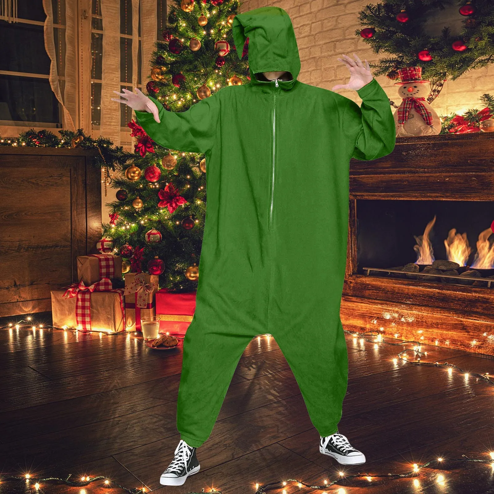 

Onesies Adult Christmas Nightmare Hooded Zipper One Piece Pajama Party Set Cartoon Overalls Jumpsuit Adult Party Nightwear Xmas