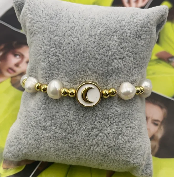 5pcs Fashion Trend Ladies Jewelry Freshwater Pearl Gold Beads Bracelet