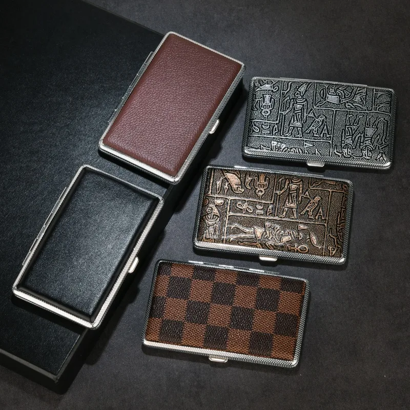 

Pu Leather Cigarette Case Slim- Ladies and Men, Portable Double Sided, Holds 20 100mm Cigarettes (Black)Cigarette Box