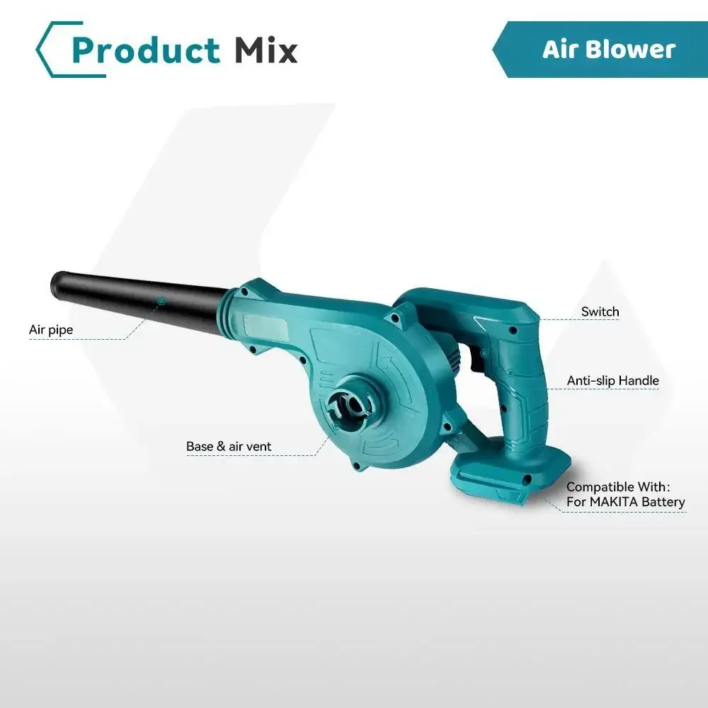 2 in 1 Cordless Portable Handheld Electric Air Blower & Suction Leaf Computer Dust Cleaner Power Tool For Makita 18V Battery air blower electric blower