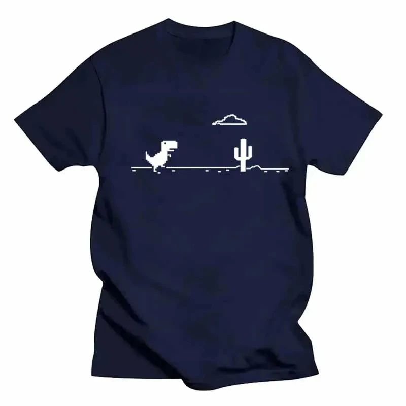 Mosaic Game Cactus Little Dinosaur Prints Men T-Shirts Creativity Street Funny Short Sleeve Casual All-math Mans Clothing 4