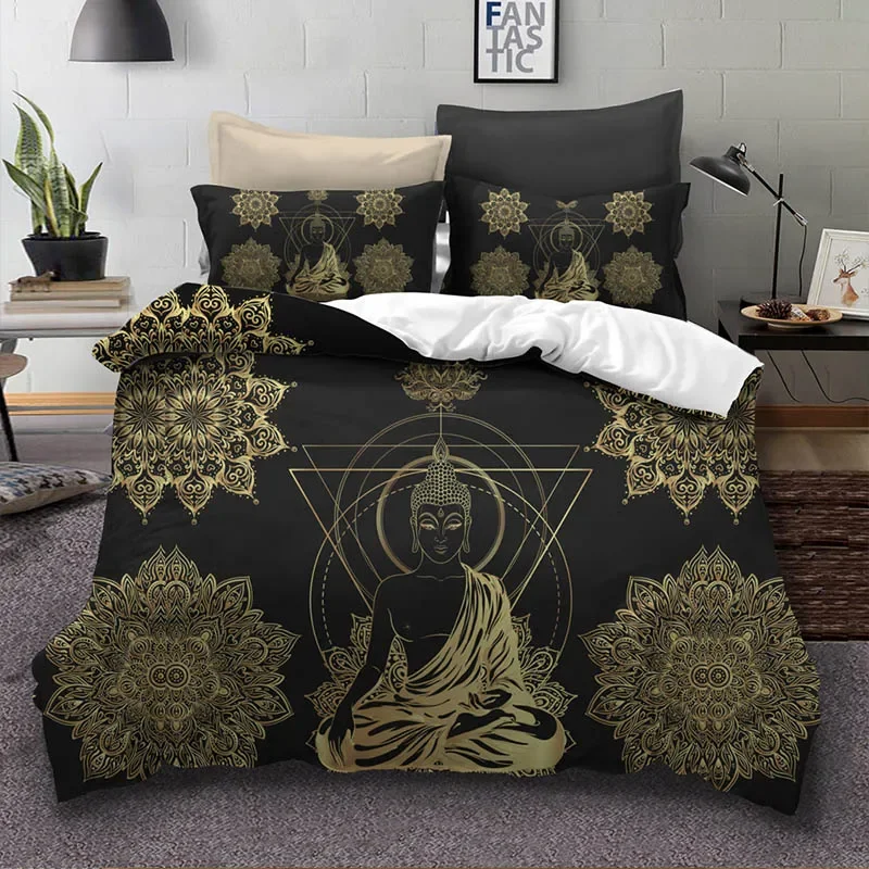 Dream NS 2/3PCS Bedding Set 100% Polyester Cotton Chinese Sacred Buddha Household Bedspread Kit Home Textile Finished Product