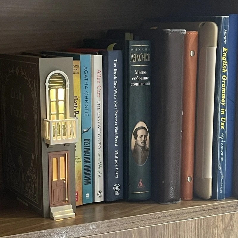 Booknook Book Holders Fake Books Bookends Model Kit With LED Light For Bookshelf Insert Decor Miniature Ornament Creative Gifts 6