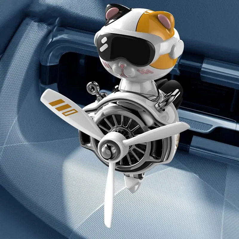 Image showcasing Airplane Car Air Freshener Cartoon Cute Cat Pilot Car Diffuser Creative ...