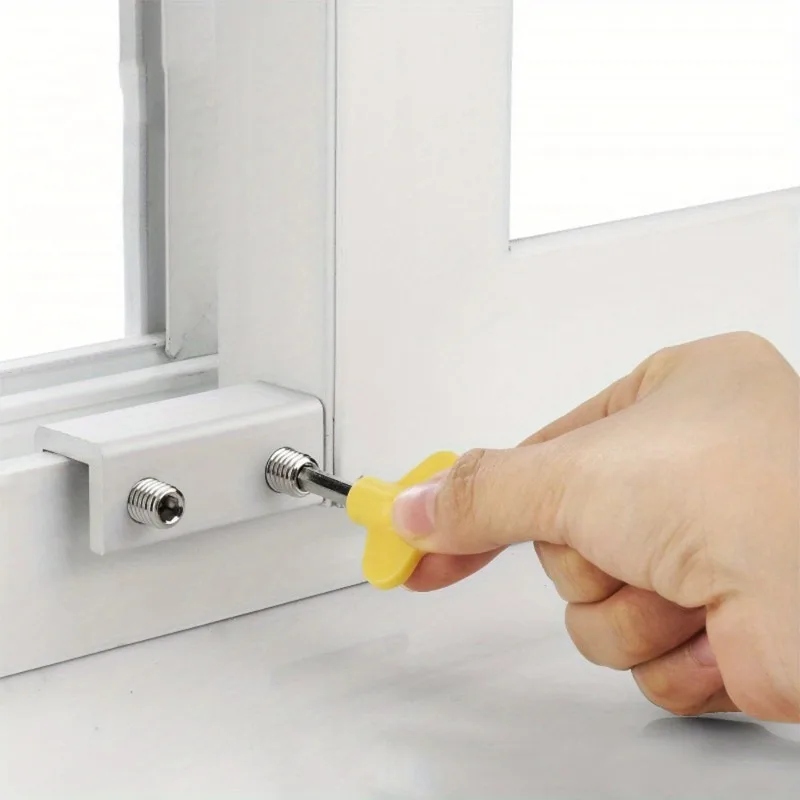 Window Lock Sliding Door Aluminum Alloy Safety Sliding Window Stopper Screen Fixing Buckle for Children 1 PCS
