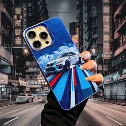Sleek Sports Car Design Phone Case - Durable Laser Hard PC+TPU Back Cover - iPhone 12 Mini (S731P1Blue)