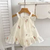 2024 New Summer Infant Baby Girls Bodysuits Sleeveless Cotton Mesh Splicing Toddler Baby Girls Jumpsuit 0-24M Baby Girl Clothing