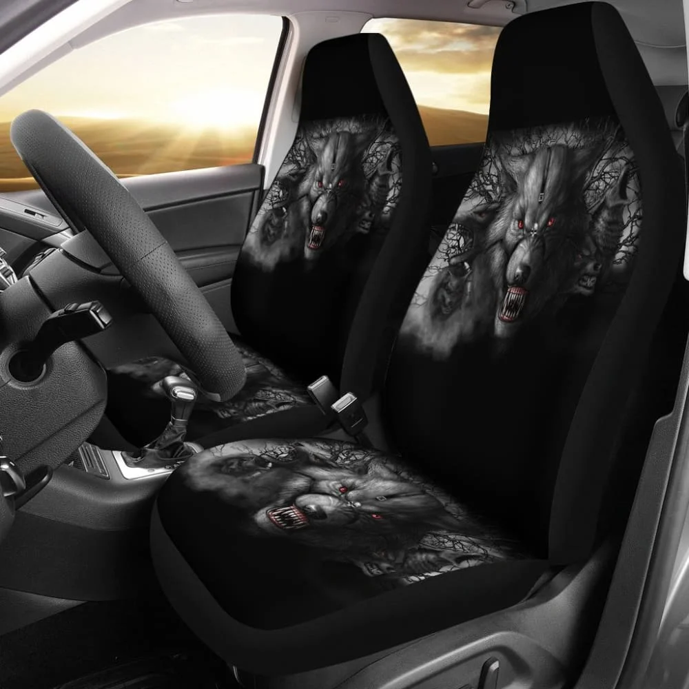 

Red Eyes Furious Wolf Car Seat Covers 211502,Pack of 2 Universal Front Seat Protective Cover