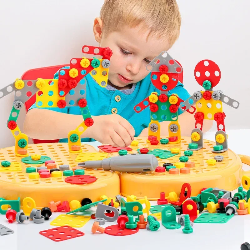 Children Electric Drill Toolbox Driller Games Tool Toy for Boys 4 6 Years Old Montessori Screw Puzzle Kid Pretend Play Toys Gift 5