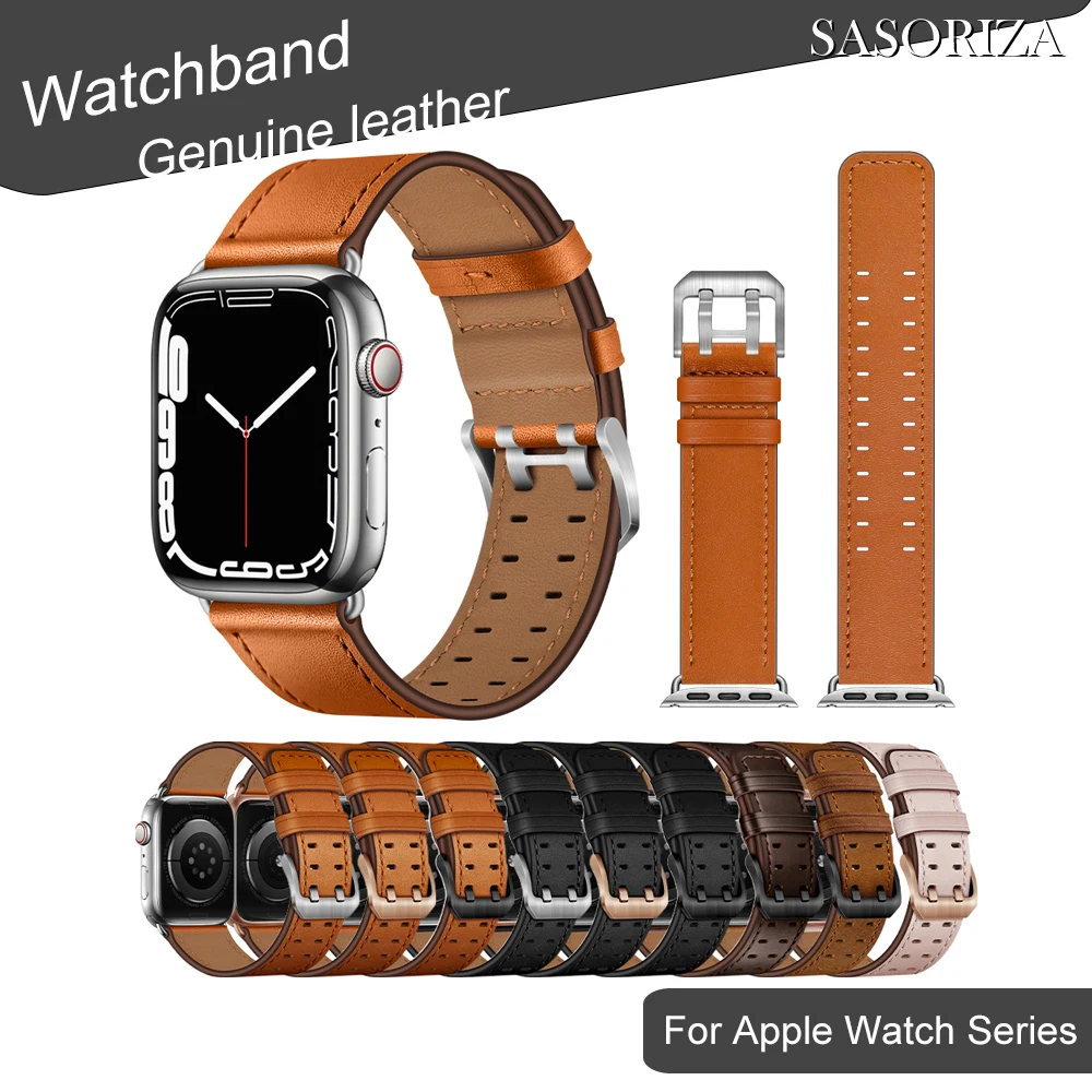 

Genuine Leather Watch band For Apple Watch 1/2/3/4/5/6/7/8/Ultra 38mm 40mm 41mm 42mm 44mm 45mm 49mm New Style Watch strap