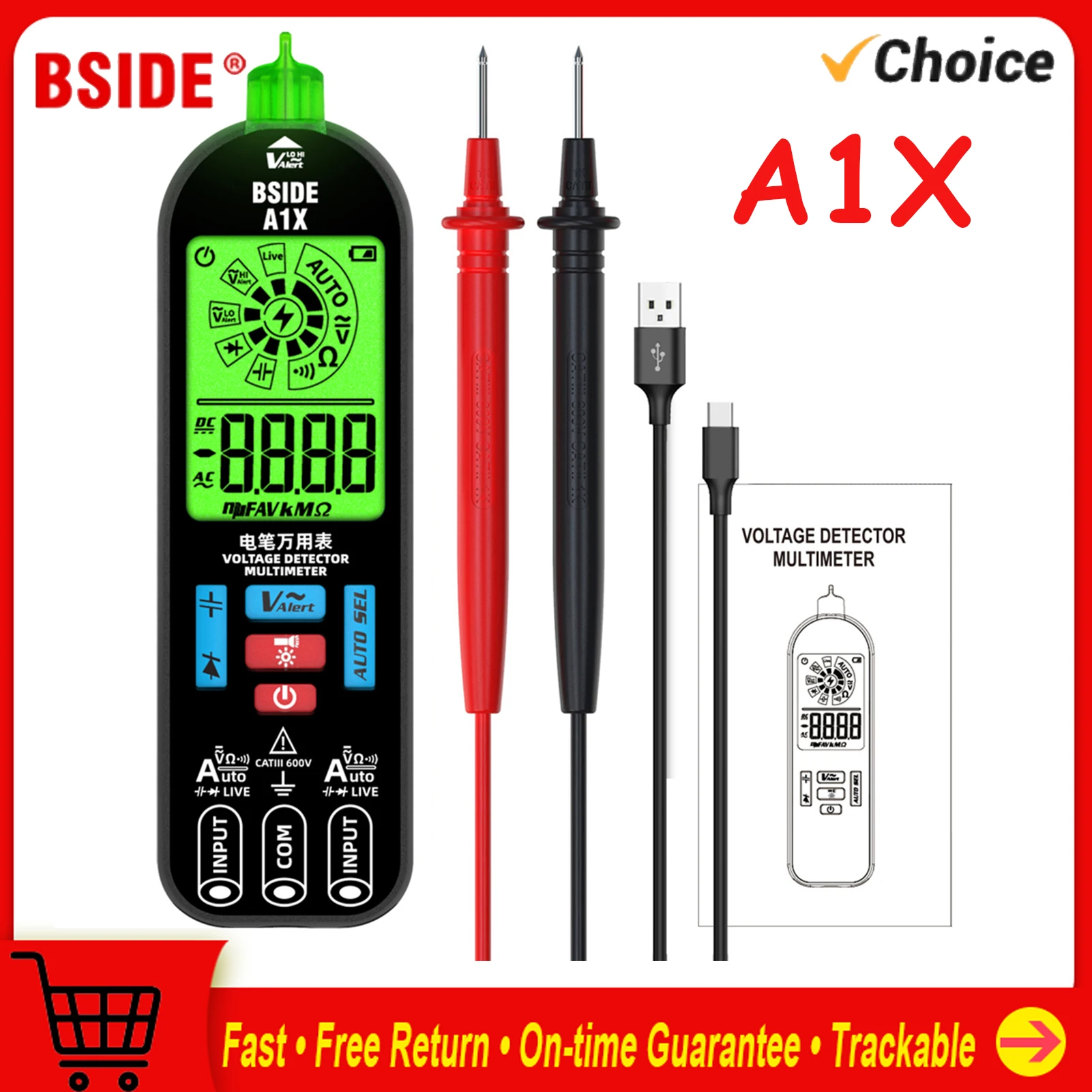 BSIDE A1X NEW Handheld Digital Multimeter Electric Test Pen