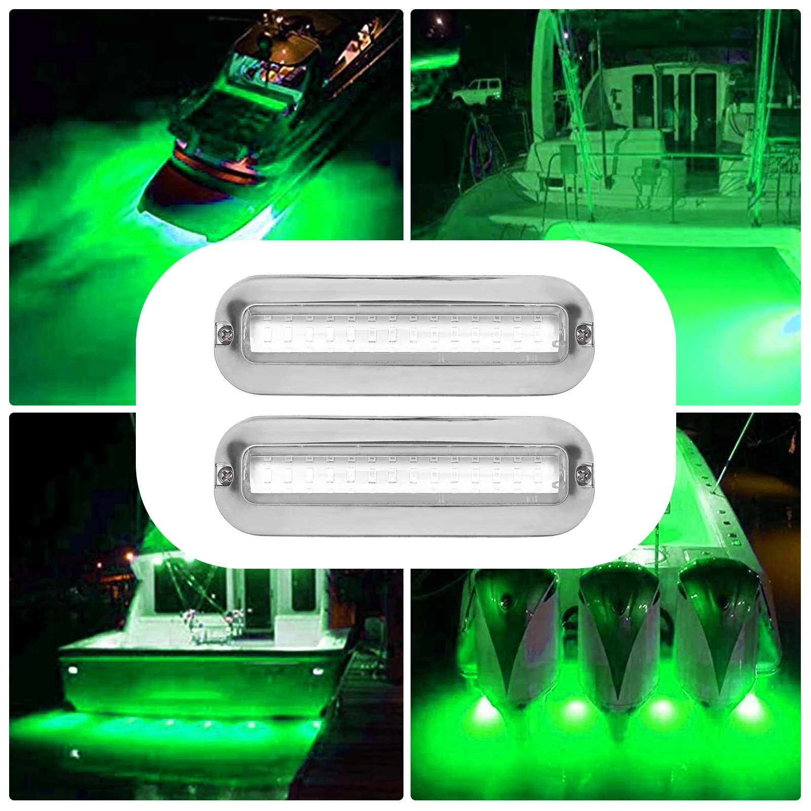 2pcs 42LED Universal Green Underwater Transom Lamp Marine LED Lights Heat Dissipation