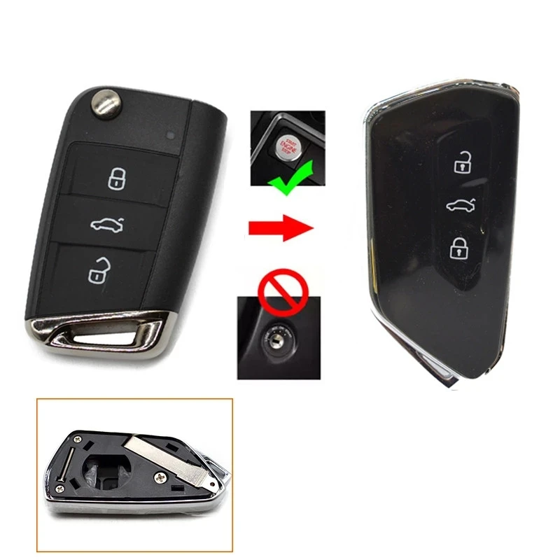 

Modified car key shell Case for MQB VW Tiguan Polo Golf MK8 Jetta T-ROC T-Cross Skoda Seat upgrade smart key replace cover
