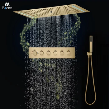 ชุดฝักบัวระบบหรูหรา M Boenn 5 ฟังก์ชั่น พร้อมก๊อกน้ำอัจฉริยะและเทอร์โมสตัท ​ ห้องน้ำเพดานหัวฝักบัวดนตรีสีดำ 1