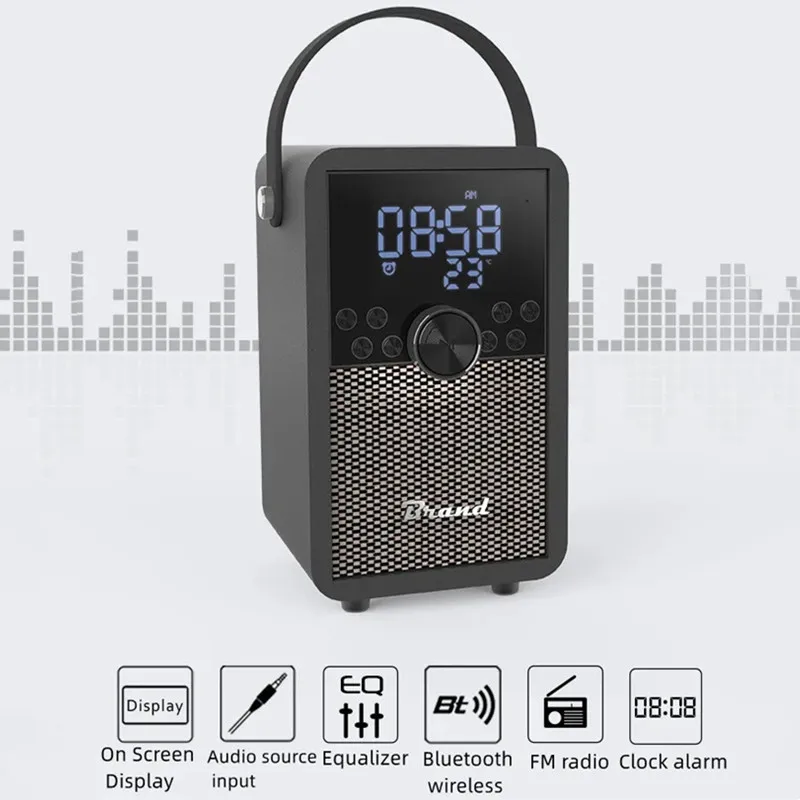 

Classic Clock Wood Retro Wireless Bluetooth speakers Portable subwoofer Stereo High quality radio speakers True wireless stereo