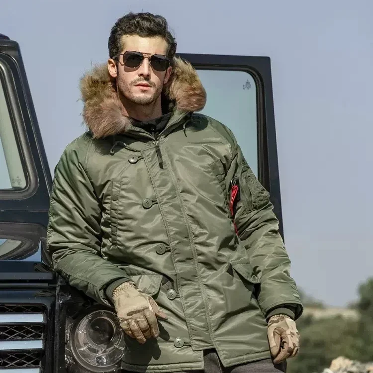 New Winter N3B Puffer Jacket Men Long Canada Coat Cappuccio In Pelliccia Militare Warm Trench Camouflage Tactical Bomber Army Parka Coreano