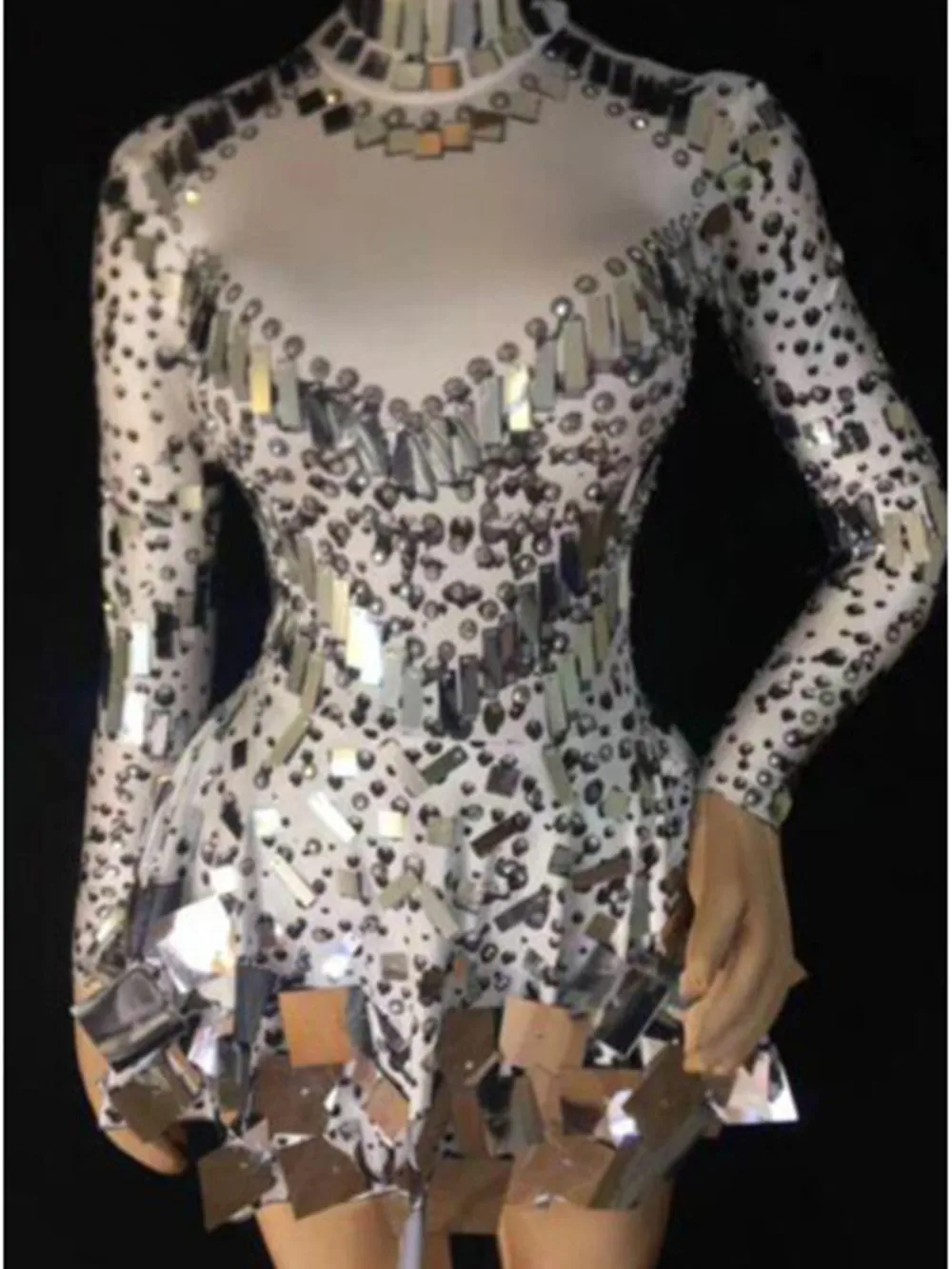 Summer Woman Dress High Elastic A-Line Long Sleeve costume Elegant Night Evening Party Stage Prom