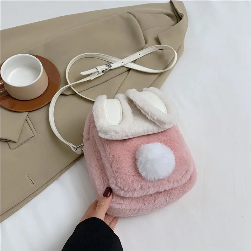 

Miracle Kira High Beauty Plush Bags 2024 Spring New Rabbit Ear Plush Girl Fashion Cute One Shoulder Crossbody Bag Birthday Gifts