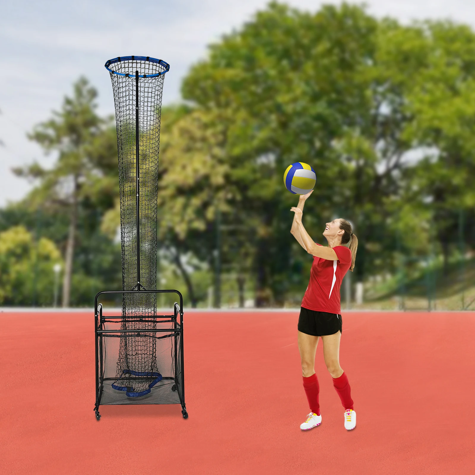 Volleyball Setter Trainingsausrüstung Volleyball Setting Trainer Setter Net mit 0 ° -90 ° Winkel und 5,58–11 Fuß Höhenverstellung – Detail 2