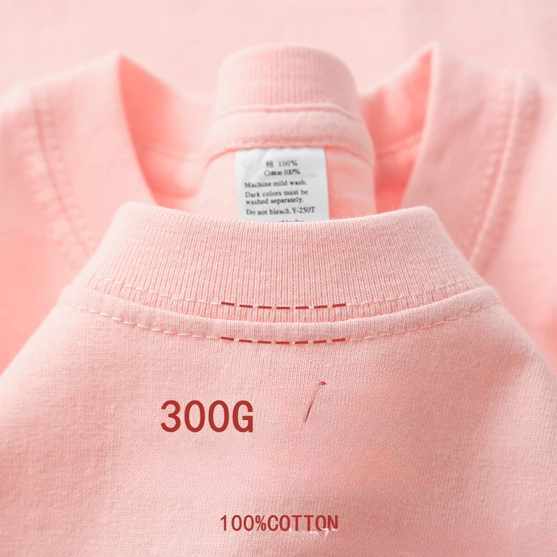 Beige Heavyweight Cotton Short Sleeved T-shirt Round Neck Loose and Base...