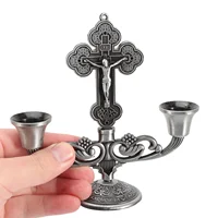 Shabbat Candles Holders Dining Table Statue Alloy Vintage Religious Gift Zinc Metal Candlestick Church Stand for Decor 4