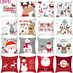 Christmas Cushion Cover Merry Christmas Decor for Home 2023 Navidad Pillowcase Cristmas Ornaments Xams Gifts New Year Decor 2024