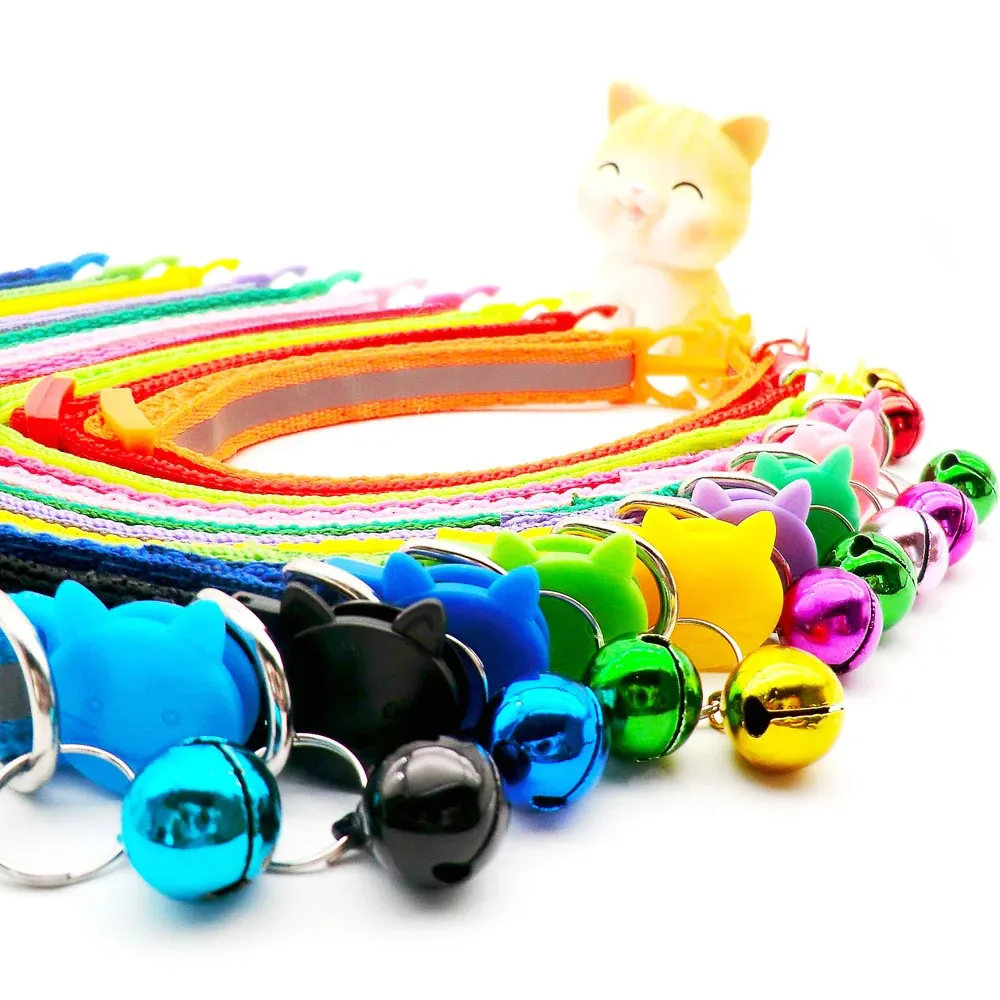 10Pcs Wholesale Cute Cat Collar Personalized Breakaway Reflective Cat Collar Luxury Designer Pink Cat Collars With Bell for Cats 4