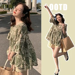 Summer Maternity Two Pieces Clothes Set Fashion Printing Floral Shirts+Belly Shorts Twinset Pregnant Woman Pants Suits Wholesale
