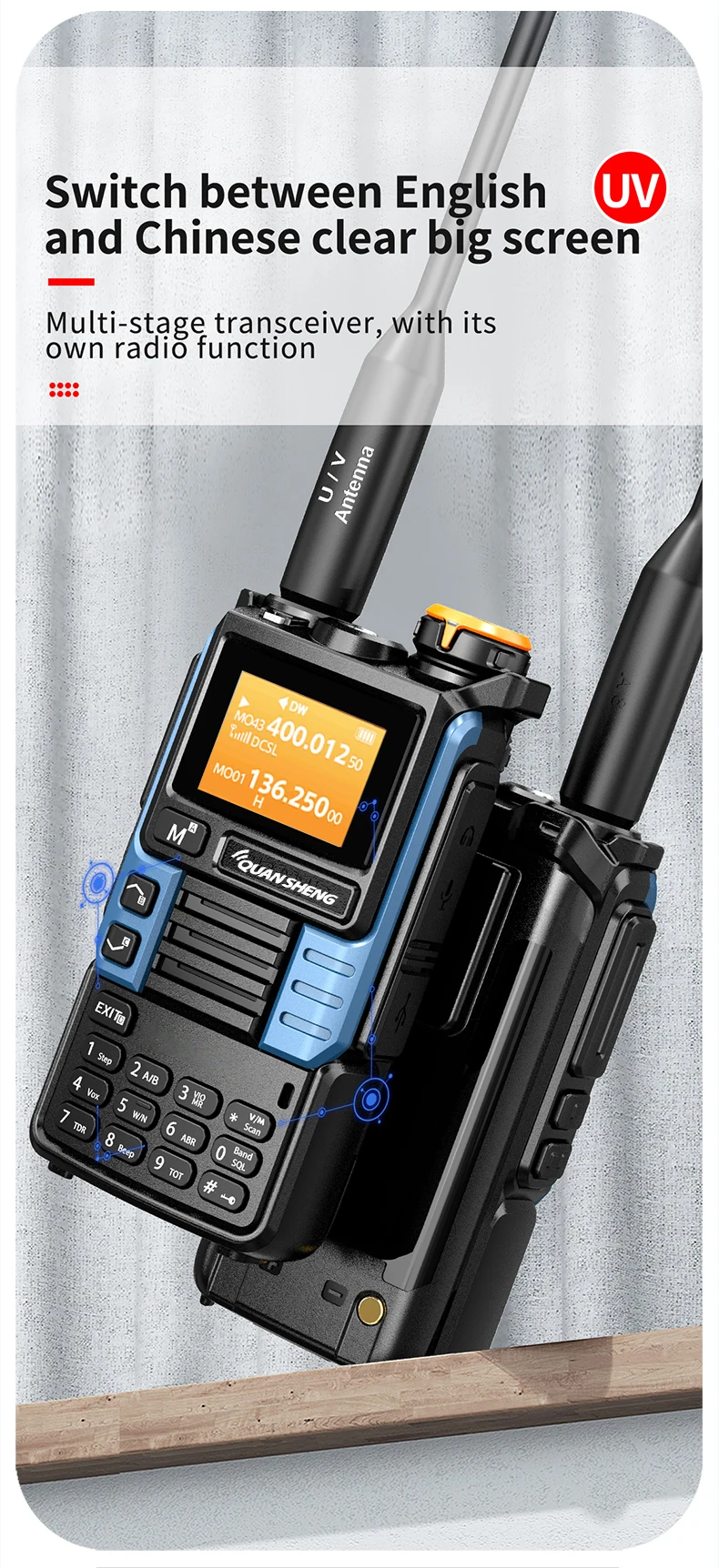 Quansheng UV-K6 Walkie Talkie 5W Air Band Radio Tyep C Charge UHF VHF DTMF FM Scrambler NOAA Wireless Frequency Two Way CB Radio