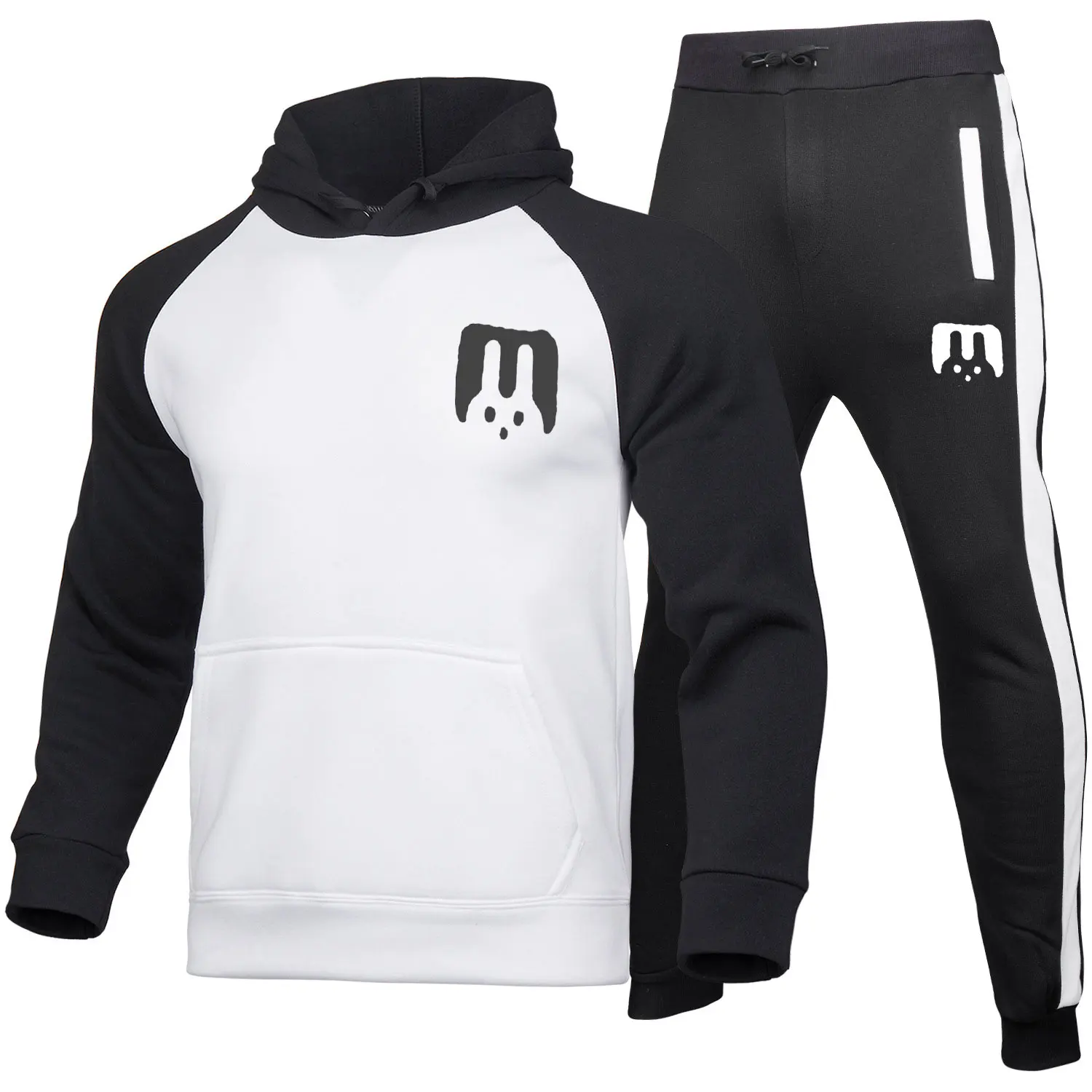 Popular Running Raglan Sleeve Hooded Sweater Set Autumn/Winter Warm Fashion Casual Set Sweatshirt Set