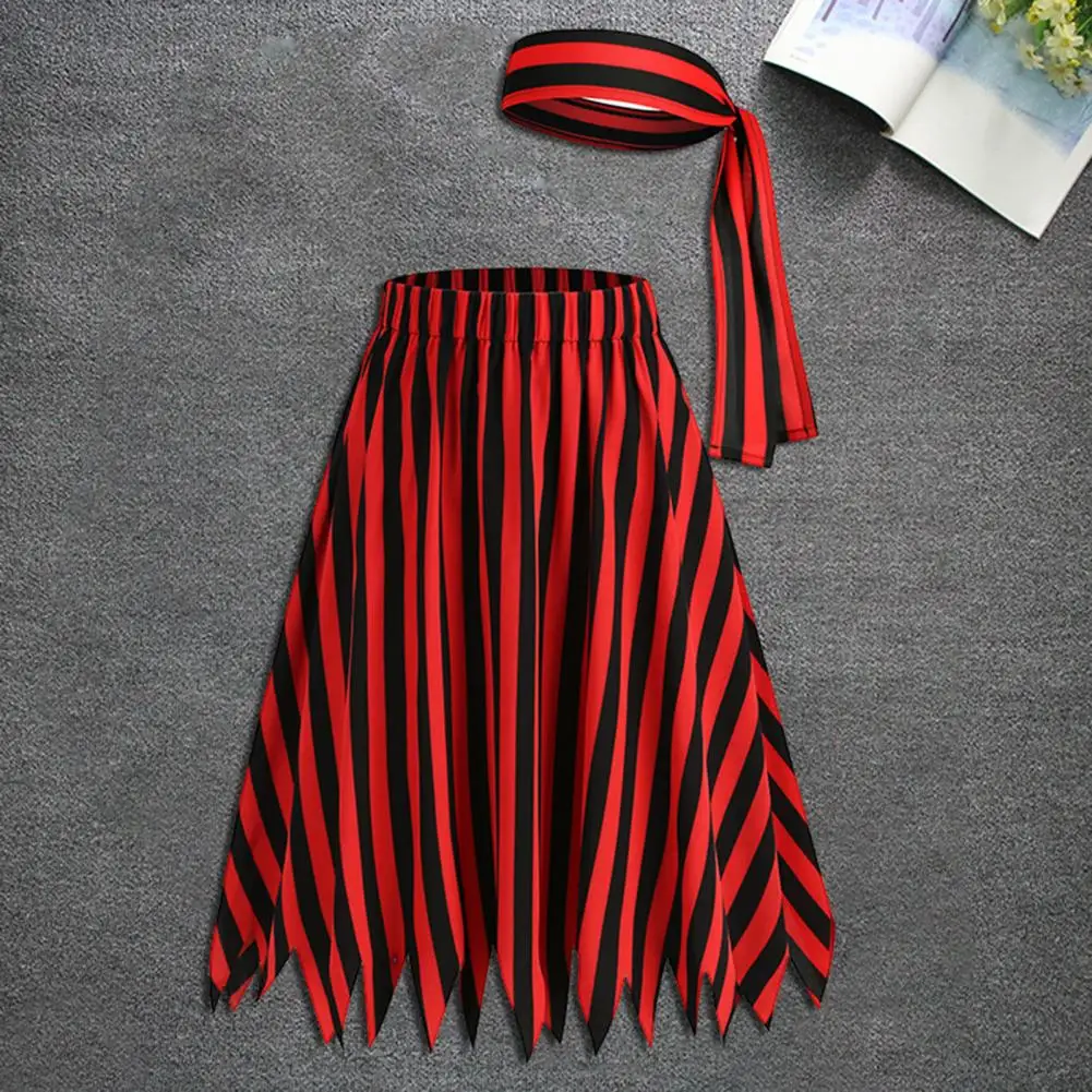 

Irregular Skirt Set Women High-waisted Skirt with Belt Pirate Cosplay Skirt Set with Belt Headscarf for Women for Party