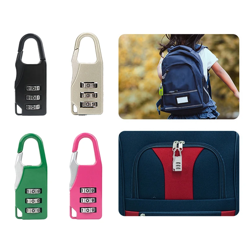 

3 Digits Colorful Mini Password Code Combination Padlock For Luggage Suitcase Travel Smart Lock Keyed Anti-thieft Lock