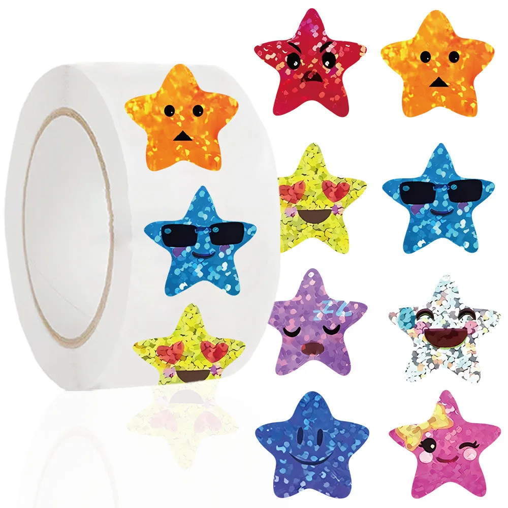 500개/롤 귀여운 별 모양 롤 스티커 DIY 장 저널, 휴대폰, 태블릿, 선물용 종이 스티커 팝 스토어